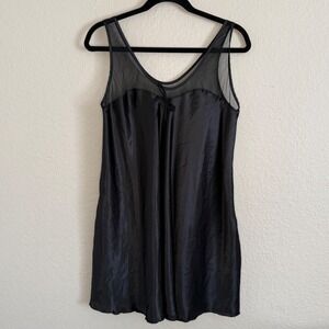 Vintage Dark Coquette Scassi Black Satin Sweetheart Slip Dress Womens Small